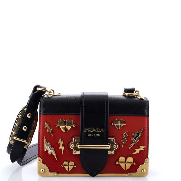 Prada Small Cahier Crossbody Bag Embellished Leather - Picture 1 of 6